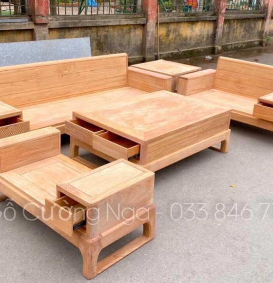 Sofa 2 Văng Gỗ Gõ Đỏ Cao Cấp 