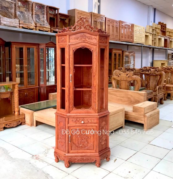 Tủ Rượu Góc 60/70 Gỗ Hương Đá Cao Cấp 
