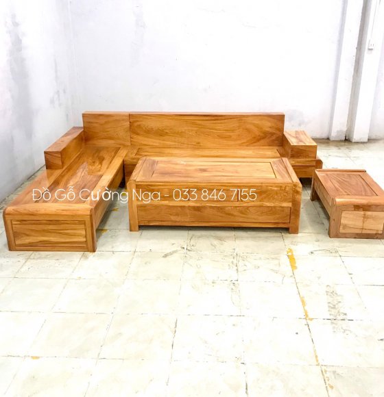 Bộ Sofa Gỗ Gõ Đỏ Hiện Đại Chân Cuốn Vế Trái