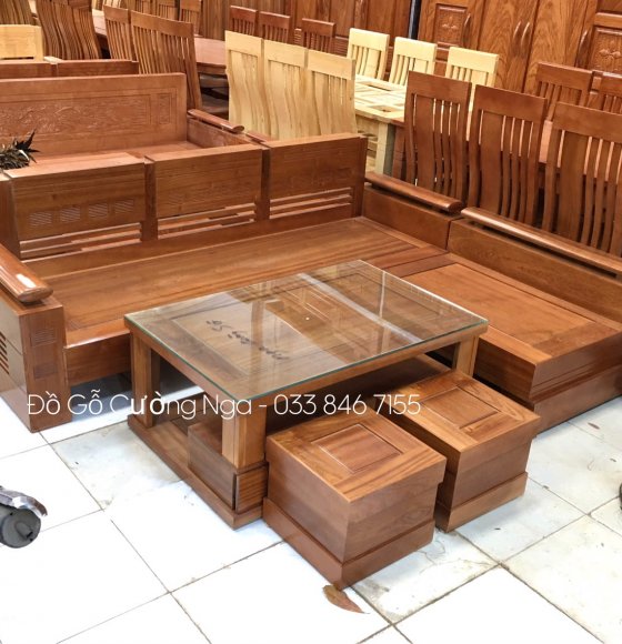 Sofa gỗ xoan đào 2m1x1m65 giao khách