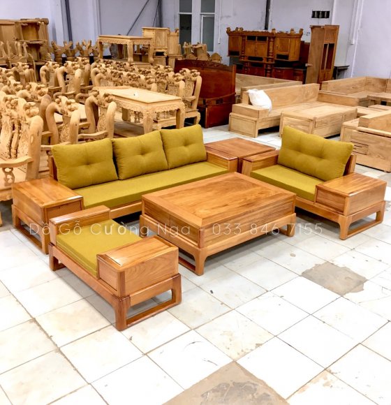 Sofa 2 Văng Gỗ Gõ Đỏ Kèm Nệm Cao Cấp 