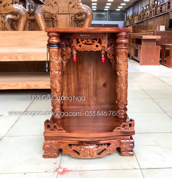 Bàn Thờ Ông Địa - Thần Tài Gỗ Tràm 48cmx68cm