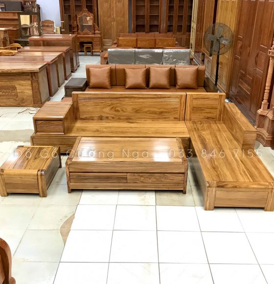 Sofa Gỗ Hương Xám  2m8x1m9 - Vế Phải 