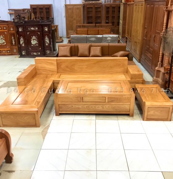 Sofa Gỗ Gõ Đỏ Góc L Mẫu Chân Cuốn - Vế Trái 