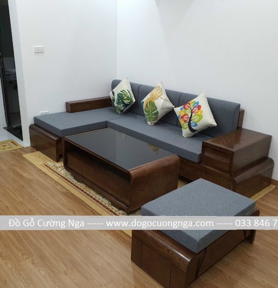 Bộ ghế sofa gỗ sồi nga màu óc chó 