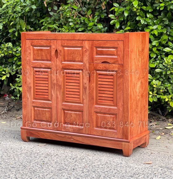 Tủ Giày Dép Gỗ Hương Đá 3 Cánh 1m 