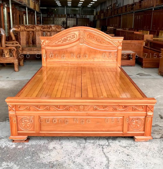 Giường Gỗ Đinh Hương Mẫu Hoa Lá Tây 