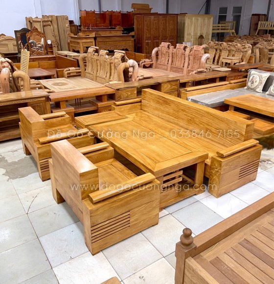 Bộ Bàn Ghế Sofa Gỗ Gõ Đỏ Cao Cấp - Đối Trứng 