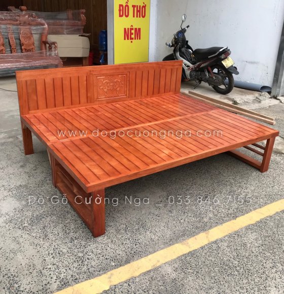 Giường Gâp Gỗ Sồi Chân Cao GN031