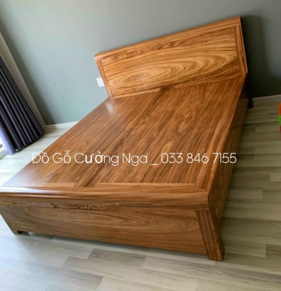 Giường gỗ Hương Xám mẫu chỉ hoa