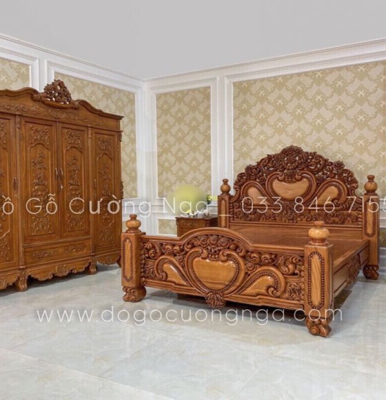 Combo phòng ngủ gỗ gõ đỏ cao cấp GĐ 0.29