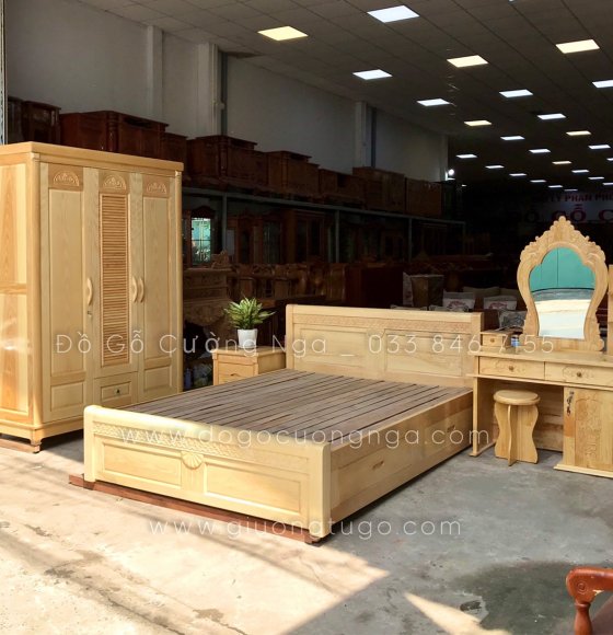 Combo phòng ngủ gỗ sồi - mẫu quạt SN 09