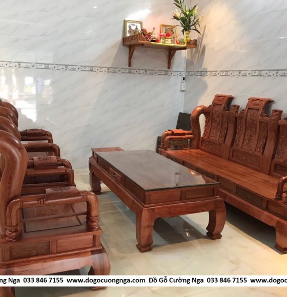 Bàn ghế salon tần thủy hoàng gỗ hương đá giao khách Cần giuộc