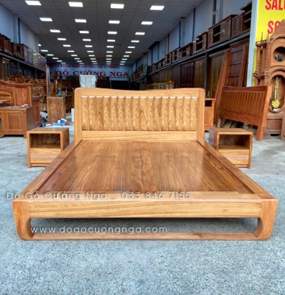 Bộ combo giường gỗ hương xám kiểu nhật hiện đại kèm tủ táp 