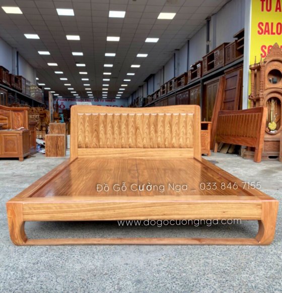 Giường gỗ hương xám kiểu nhật chân quỳ cao cấp - hiện đại 