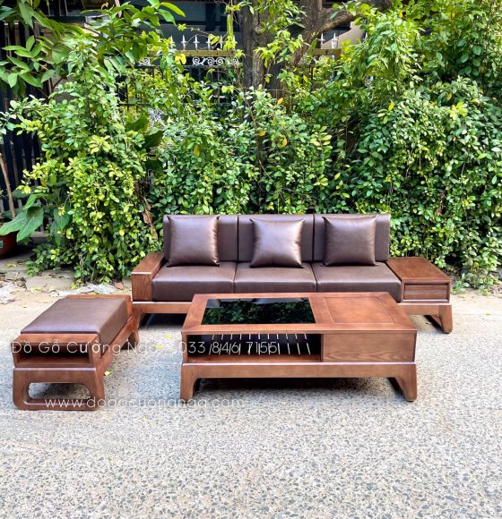 Ghế sofa gỗ sồi văng choãi hiện đại 2m3