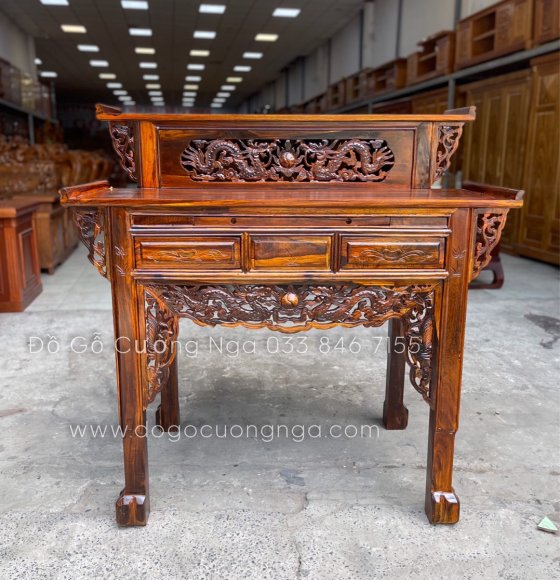 Bàn gia tiên 2 tầng gỗ muồng 1m34 cao cấp 