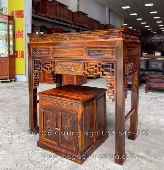 Bàn thờ gia tiên gỗ muồng mẹ bồng con 1m27