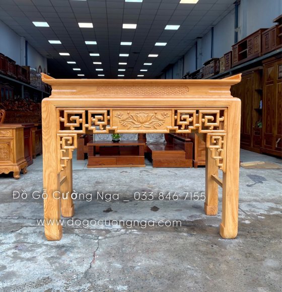 Bàn thờ gia tiên gỗ gõ đỏ 1m53 - chạm sen cao cấp 