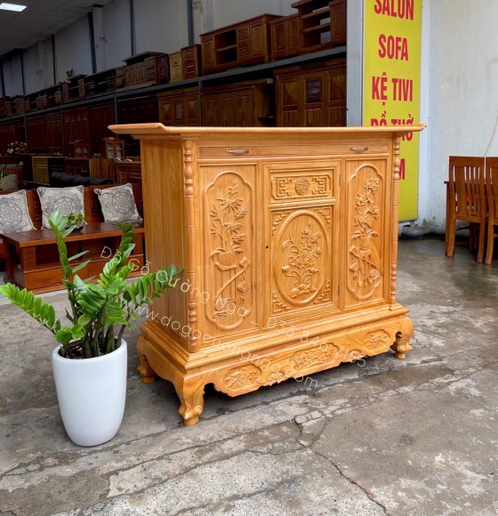 Tủ Thờ Gỗ Gõ Đỏ Trạm 1m53