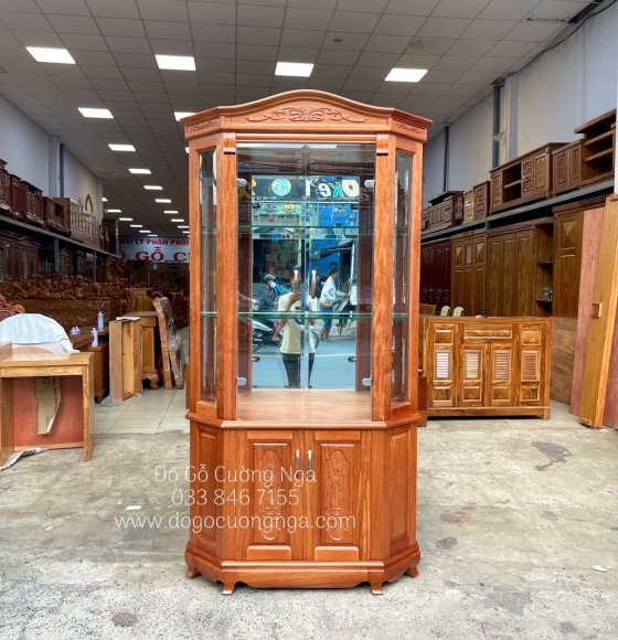 Tủ Rượu Lục Lăng Gỗ Xoan Đào 1m07