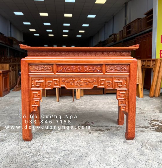 Bàn thờ án gian gỗ hương đá 1m53 - trạm sen 