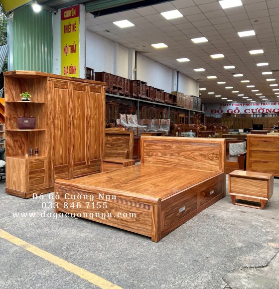 Bộ giường tủ phòng ngủ gỗ hương xám hiện đại CB 165