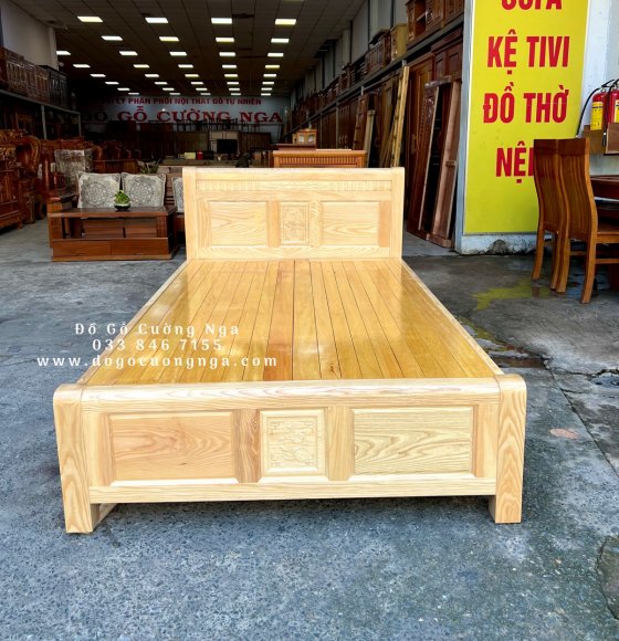 Giường gỗ sồi nga 1m2 vạt phản - màu tự nhiên 