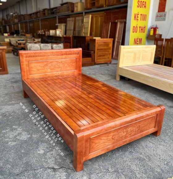 Giường Gỗ Sồi Nga 1m2 Màu Cánh Gián Giá Rẻ Đẹp