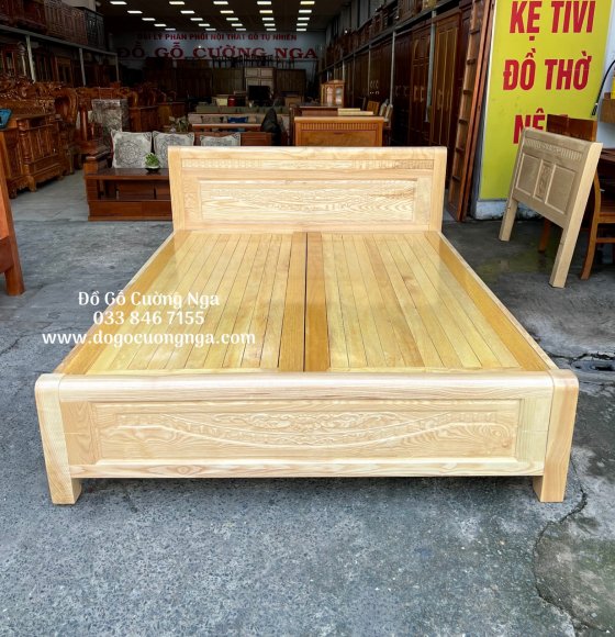 Giường gỗ sồi nga vạt phản - màu tự nhiên 