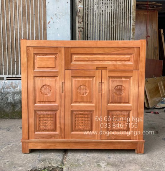 Tủ Giày Dép Gỗ Sồi Nga 3 Cánh Mẫu Đồng Tiền