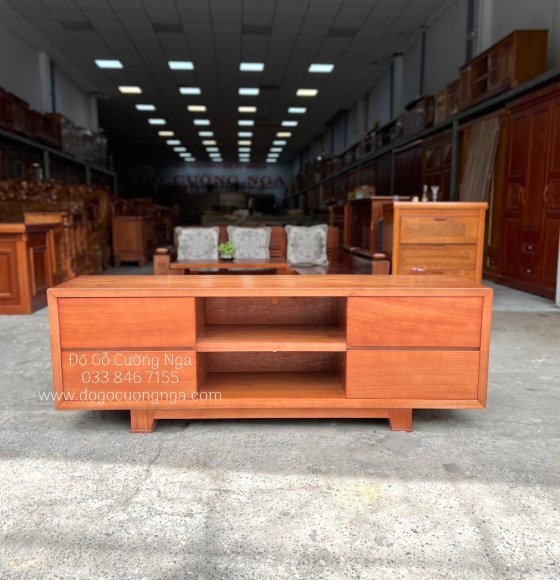 Kệ TiVi Gỗ Xoan Đào Mẫu Chân Vát  