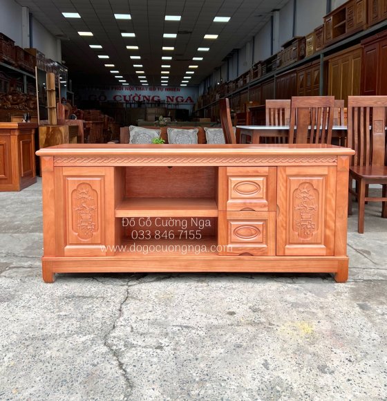 Kệ TiVi Gỗ Xoan Đào - Mẫu Quẩy 