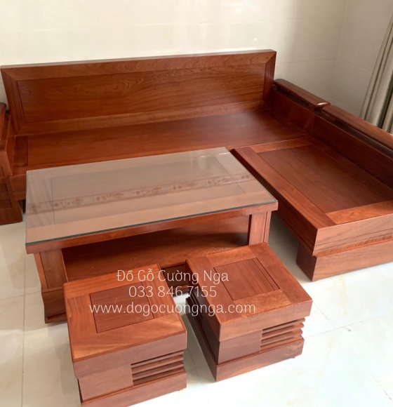 Sofa Gỗ Xoan Đào Tựa Liền 2m1x1m65