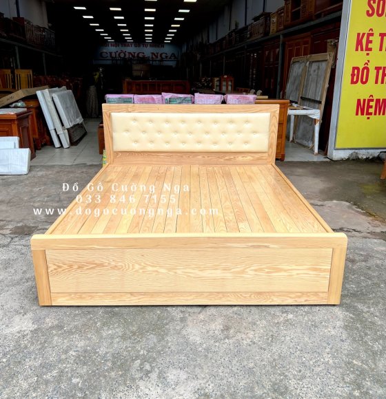 Giường nhật gỗ sồi nga hiện đại bọc nệm 