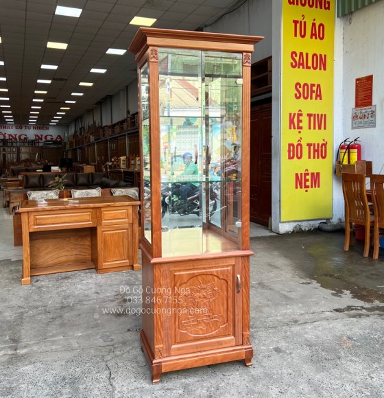 Tủ rượu gỗ xoan đào vuông 65cm hiện đại 