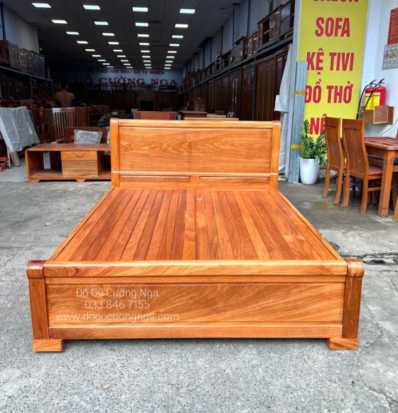 Giường gỗ gõ đỏ - vạt phản gõ đỏ cao cấp 