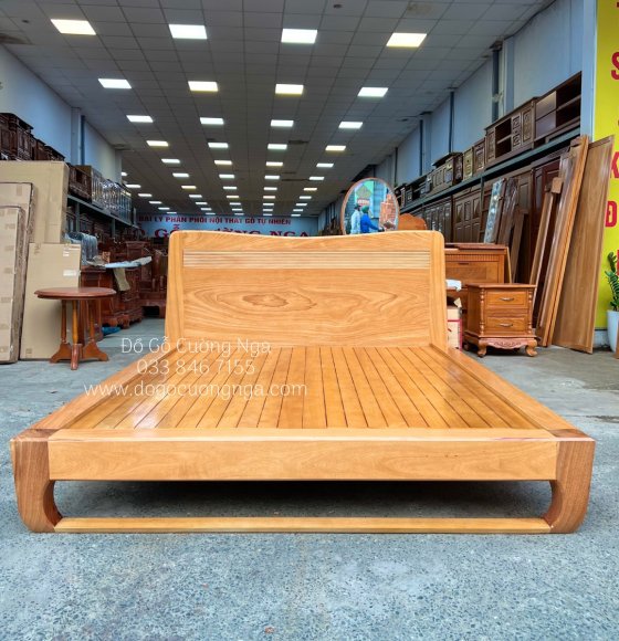 Giường gỗ gõ đỏ kiểu nhật chân quỳ - vạt phản lan 