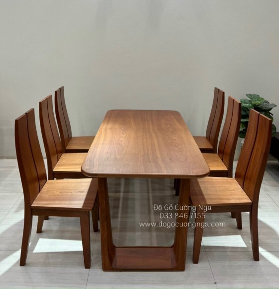 Bộ bàn ăn gỗ xoan đào cao cấp 6 ghế BA 90-21
