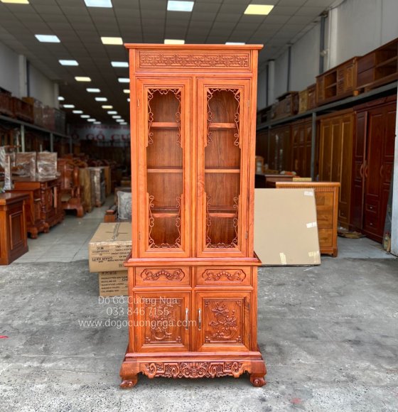 Tủ rượu vuông - tủ ly gỗ Hương Đá 80cm cao cấp 