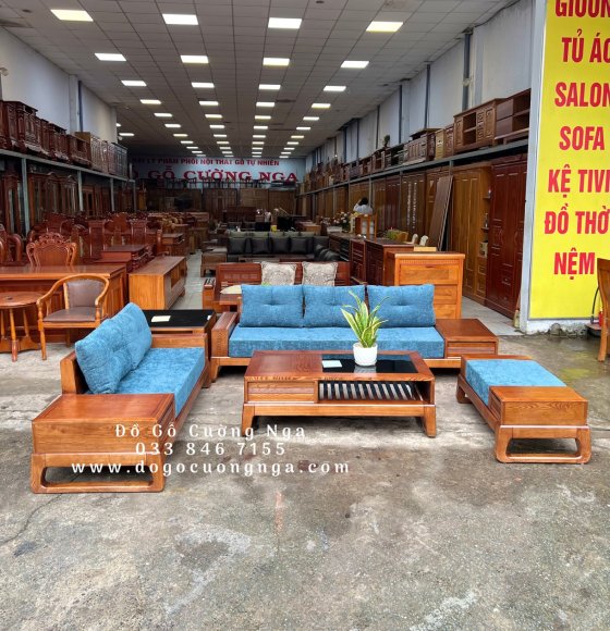 Ghế sofa gỗ sồi nga kiểu chữ u hiện đại - SF 015.10