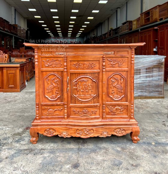 Tủ thờ gỗ Hương Đá cao cấp 1m53 - trạm Tam Đa bền đẹp
