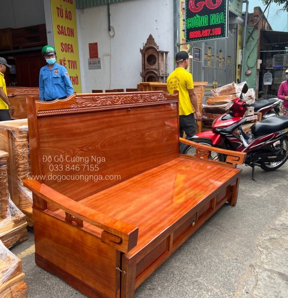 Trường kỷ kéo gỗ Xoan Đào 1m4x2m giao khách Quận 2 
