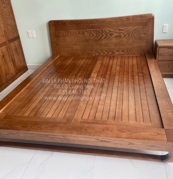 Giường Ngủ Gỗ Sồi Nga Kiểu Nhật Chân Quỳ 