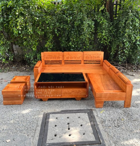 Bộ Bàn Ghế Sofa Gỗ Sồi Nga Hiện Đại Giá Rẻ 2mx1m8 Tựa Trứng