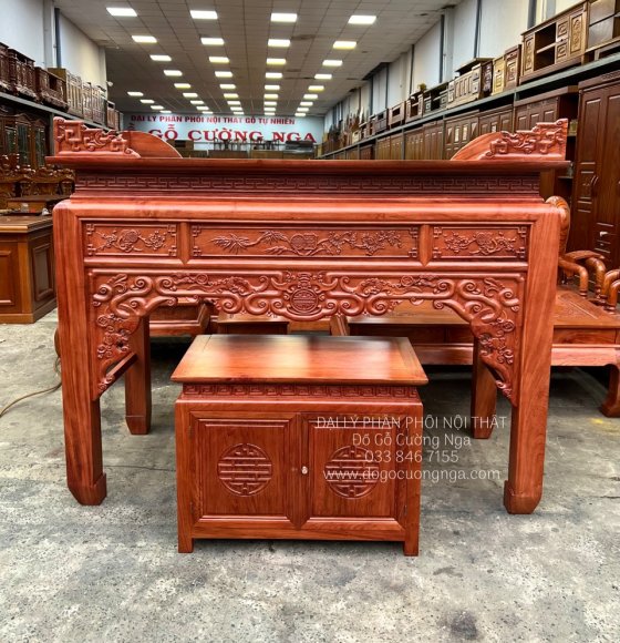 Bàn Thờ Án Gian Gỗ Hương Đá Kèm Tủ Táp 1m75 Cao Cấp 