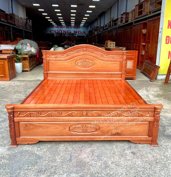 Giường Ngủ Gỗ Xoan Đào Vạt Phản Cao Cấp - Mẫu Trúc