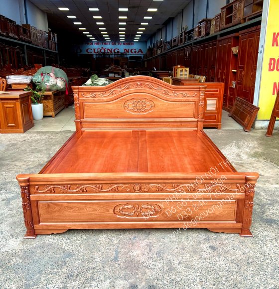 Giường Gỗ Xoan Đào Cao Cấp - Phản Liền Mẫu Trúc