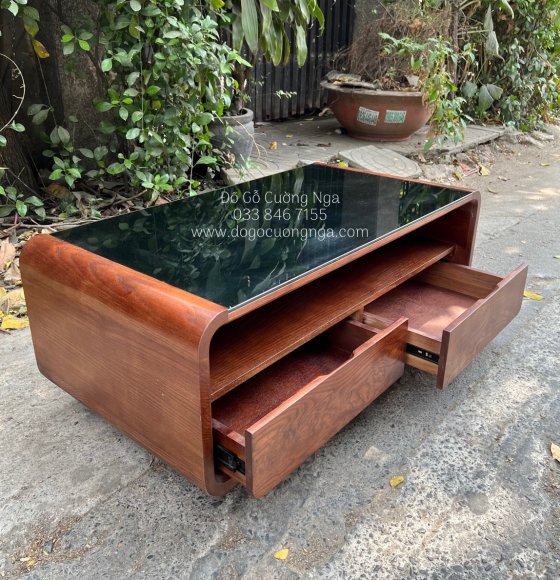 Bàn Trà Sofa Gỗ Sồi Lau Màu Óc Chó Đẹp Hiện Đại 
