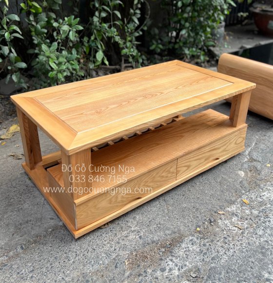Bàn Trà Sofa Gỗ Sồi 60x1m1 Giá Rẻ Đẹp - Màu Tự Nhiên 